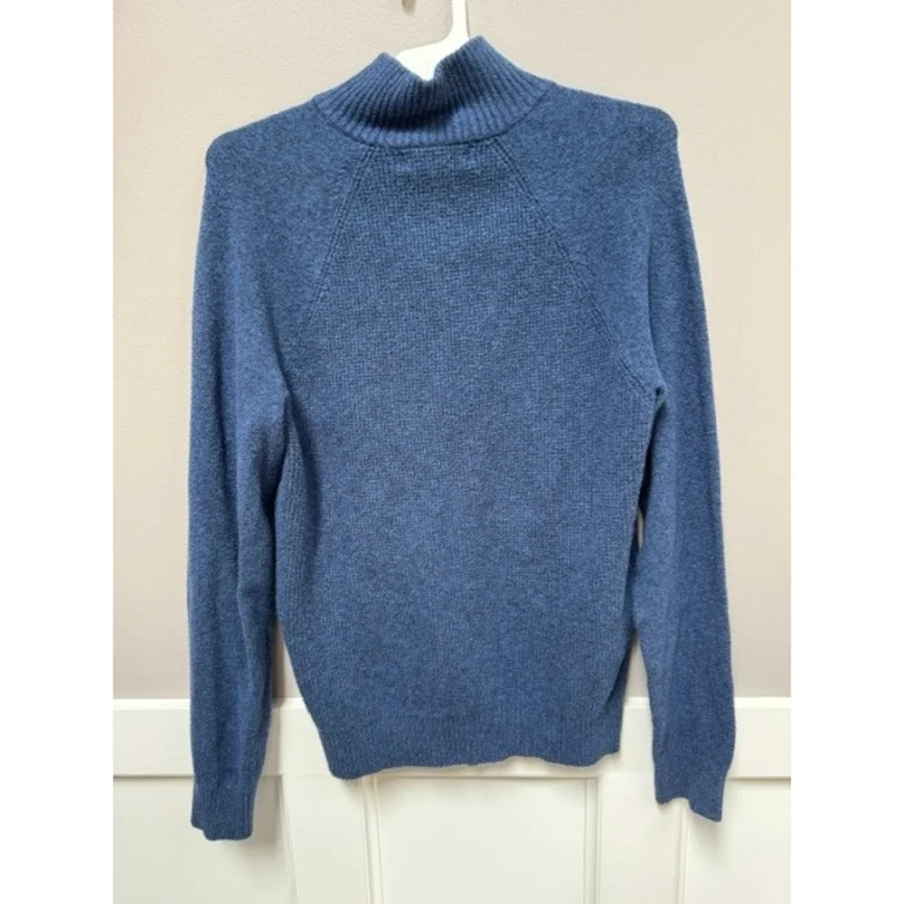 Banana Republic Mens Blue Button Mock Neck Sweater Raglan Sleeve Medium